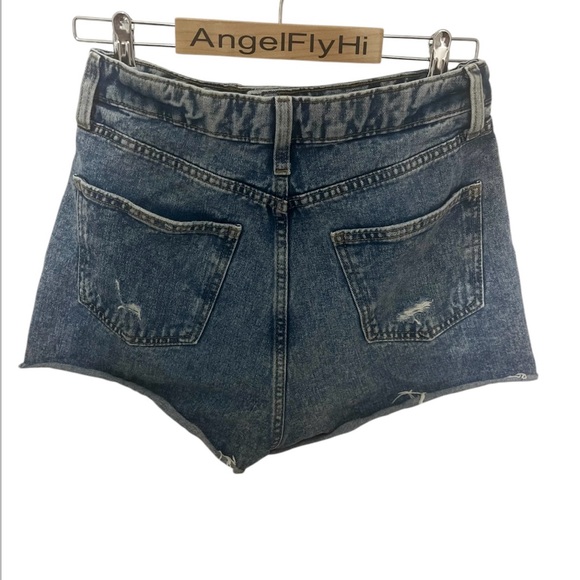 Denim Blue Distressed Women's Shorts - Picture 3 of 5